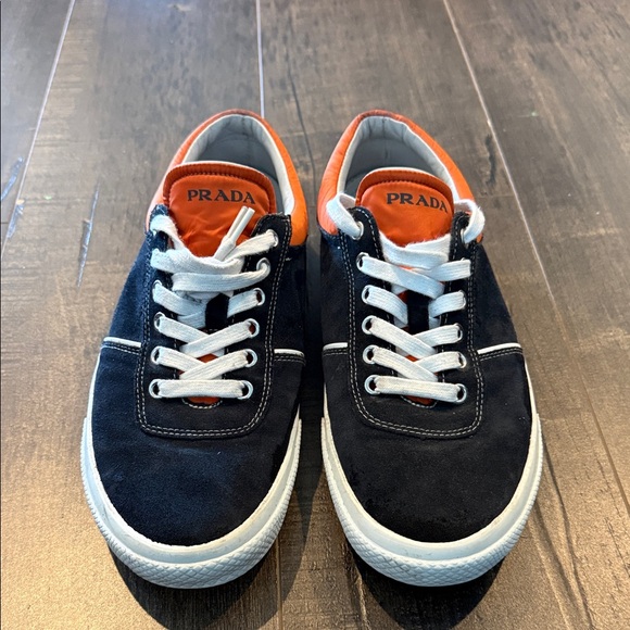 Prada Men's Black and Orange Sneakers - Picture 2 of 7